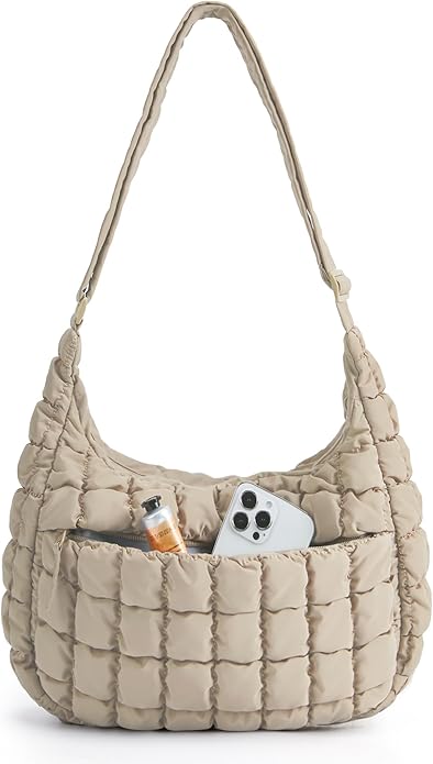 BAGSMART Quilted Crossbody Bag for Women, Lightweight Puffer Purse for Travel, Daily Use & Work | Water-resistant, Puffy Shoulder Bag, w/ Adjustable Strap, Light & Comfortable, Hands-free Bags, Travel Essentials