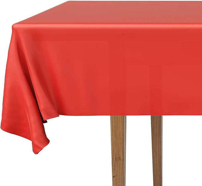 DecorRack 2 Rectangular Tablecloths BPA-Free Plastic, 54 x 108 inch, Dining Table Cloth, Rectangle Table Cover for Parties, Picnic, Camping and Outdoor, Disposable or Reusable, Red (2 Pack)