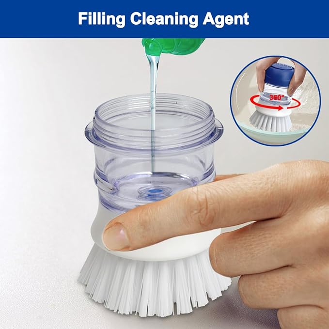 CELOX Soap Dispensing Dish Brush with Holder, Dish Scrub Brush with Holder
