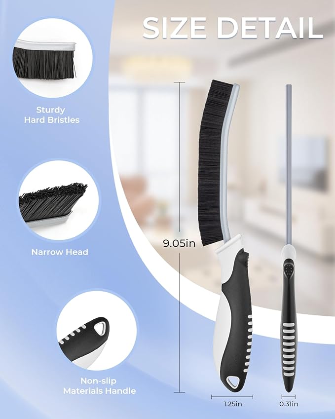 Cleangor Crevice Cleaning Brushes, Scrub Brush for Hard to Reach Small Space, Home Essentials, Cleaning Supplies, Cleaning Tools for Household Use, Bathroom, Shower, Kitchen, Toilet, Window (3, Black)