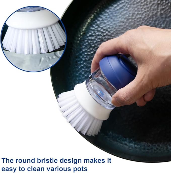 CELOX 2 Pack Dish Brush with Soap Dispenser for Kitchen Cleaning