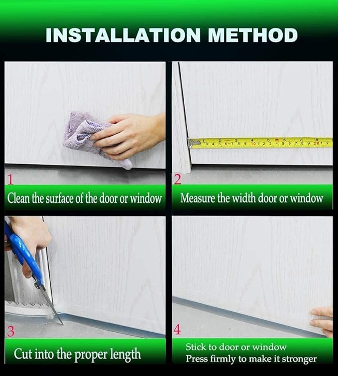 Weather Stripping Door Seal – Door Seal Strip for Door Frame Side, Window, Shower Door Bottom Seal, Strong Adhesive Silicone Draft Stopper for Weatherproofing and Noise Reduction, 1.4in Black