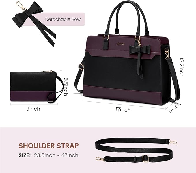 LOVEVOOK Laptop Tote Bag for Women, Leather Work Bag, Waterproof Business Teacher Bag, Large Computer Handbag Purse Briefcase, Office Gifts for Women