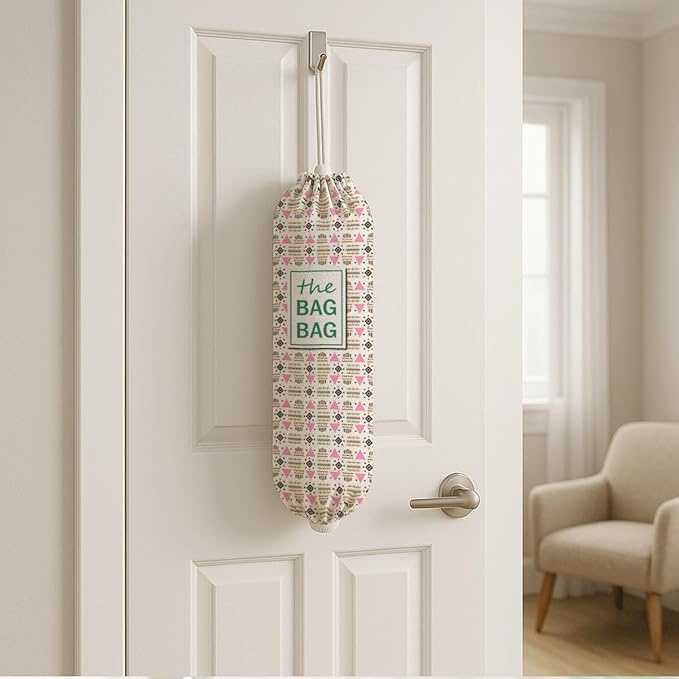The Bag Bag Grocery Bags Holder, Boho Plastic Bags Holder Organizer For Shopping Sack, Wall Mount Grocery Sack Storage Container Dispensers, Reusable Hanging Plastic Sacks Dispenser