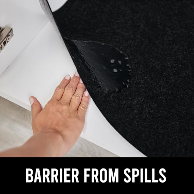 GORILLA GRIP LeakGuard Non-Adhesive Under Sink Mat for Kitchen Cabinet, 24x60, Waterproof Quick Dry Shelf Liner, Durable Absorbent Felt Mats for Bathroom Sinks, Cabinets, Dresser, Easy to Trim, Black