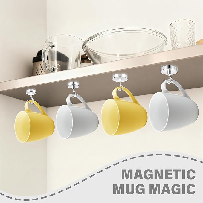 Magnetic Hooks, 50lbs Magnetic Hooks for Hanging, Cruise Magnets for Classroom Decor, Locker Accessories, Beach Vacation Essentials, Kitchen Accessories, 8 Pack, Silver