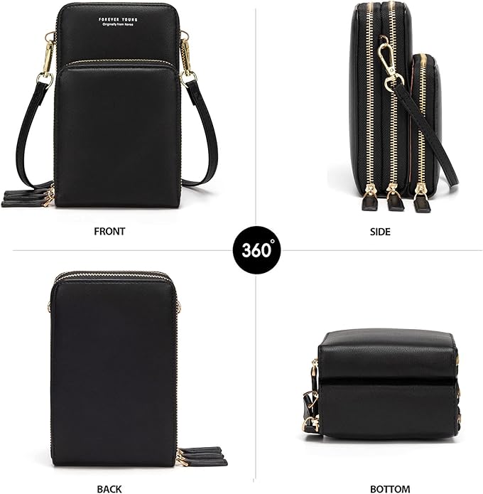 myfriday Small Leather Crossbody Bag for Women with Guitar Strap Mini Crossover Bags & Shoulder Purses with 2 Card Slots