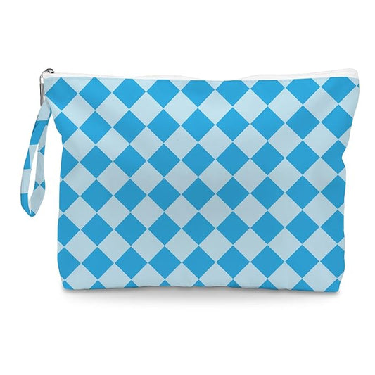 Fokongna Wet Bag, Small Portable Waterproof Multi-Functional Organizer for Women, Ideal for Daily, Beach & Travel，Blue Gingham Check