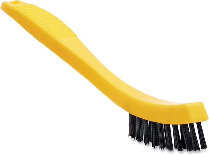 Rubbermaid Commercial Products 8.5" Tile and Grout Scrub Brush, Plastic Bristles, Black, for Industrial/Professional Use On Grout, Tile, and Other Small Areas (Pack of 12)