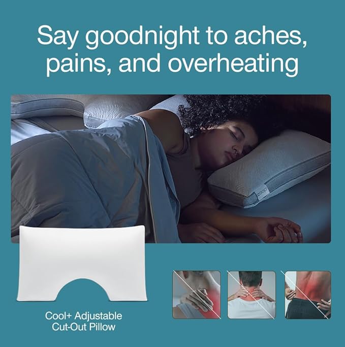 Coop Home Goods Cool+ Cut-Out Adjustable Pillow Queen with Cooling Gel & Shoulder Cut-Out for Head Support, Side Sleeper Pillow, Neck Support for Sleeping, CertiPUR-US/GREENGUARD Gold