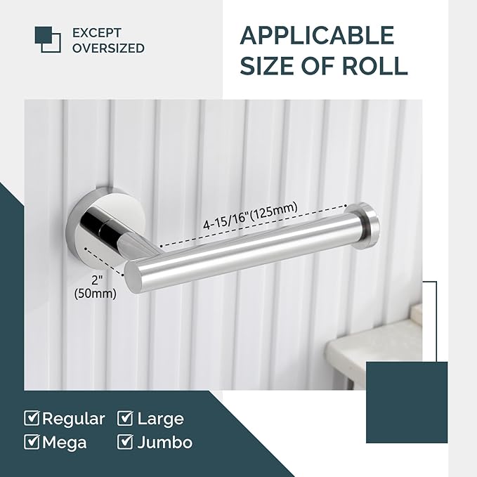 Toilet Paper Holder Polished Chrome, Angle Simple SUS304 Stainless Steel Bathroom Toilet Paper Roll Holder Wall Mount