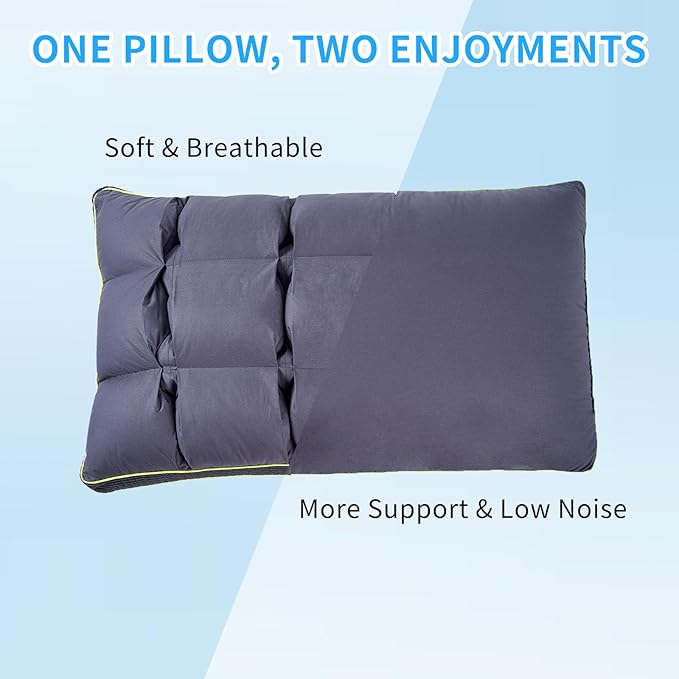 YOUR MOON Soft Pillow Queen Size of 2 for Sleeping, Super Soft Support Down Alternative Pillow, 100% Cotton Shell Luxury Comfy Fluffy Bed Pillows for Sleep(Gray)