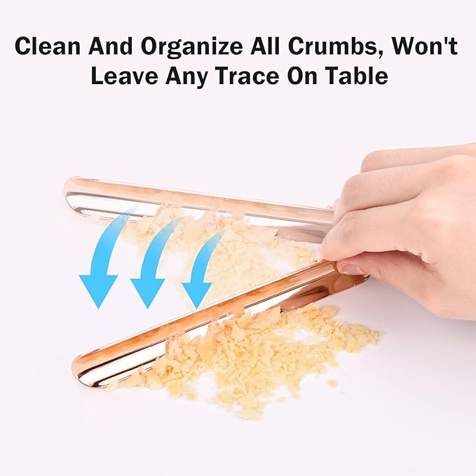 Food Scraper, Crumbers for Servers, Restaurant Crumb Sweeper, Table Scraper for Crumbs on Table, Restaurant Supplies for Kitchen, Server Accessories for Waitresses and Waiters (1 PACK, Rose Gold)