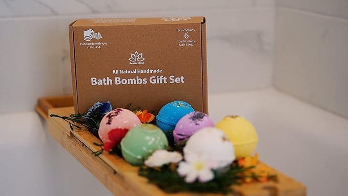 Handmade in USA Organic Bath Bombs Gift Set for Women All Natural with Epsom Salt Relaxation Dead Sea Salt Safe Bath Bombs Kit for Kids Her Mom Mother Grandma Girlfriend - Best Gifts Idea