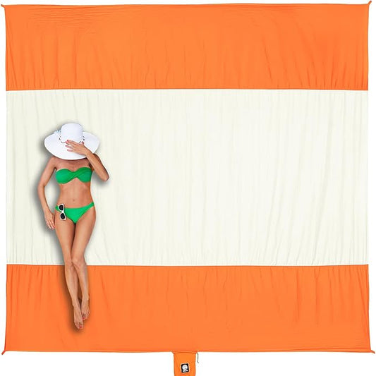 WEKAPO Beach Blanket Sandproof Waterproof, Extra Large Beach Mat, Oversized & Compact Sand Free, Quick Drying Beach Essentials for Vacation, Cruise, Picnic & Camping with Stakes