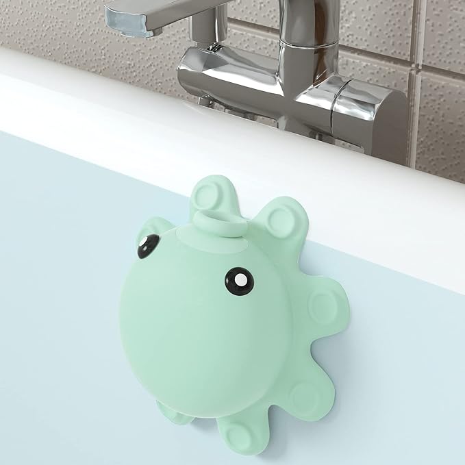 Bathtub Overflow Drain Cover - Silicone Bathroom Overflow Drain Cover, Bathtub Overflow Cover, Bathroom Spa Accessories, Adds Inches of Water for Deeper & Warmer Bath, Aqua Green