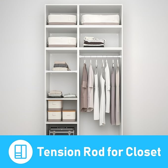 White Tension Rod 16 To 26 Inch Spring Curtain Rod Adjustable Tension Curtain Rods No Drilling Short Tension Rod Extendable Small Spring Tension Curtain Rod for Closet Cupboard Bars Refrigerator
