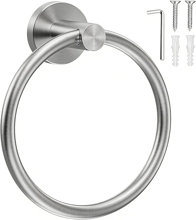 SetSail Towel Holder for Bathroom Wall, Silver Towel Ring, Stainless Steel Hand Towel Holder, Heavy Duty Towel Hanger for Bath and Kitchen, Drill Hole Installation