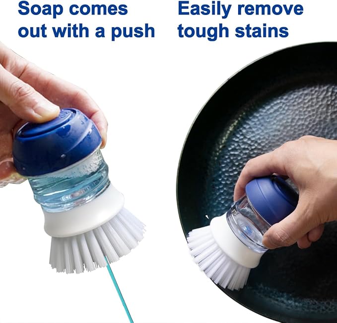 CELOX Soap Dispensing Dish Brush with Holder, Dish Scrub Brush with Holder