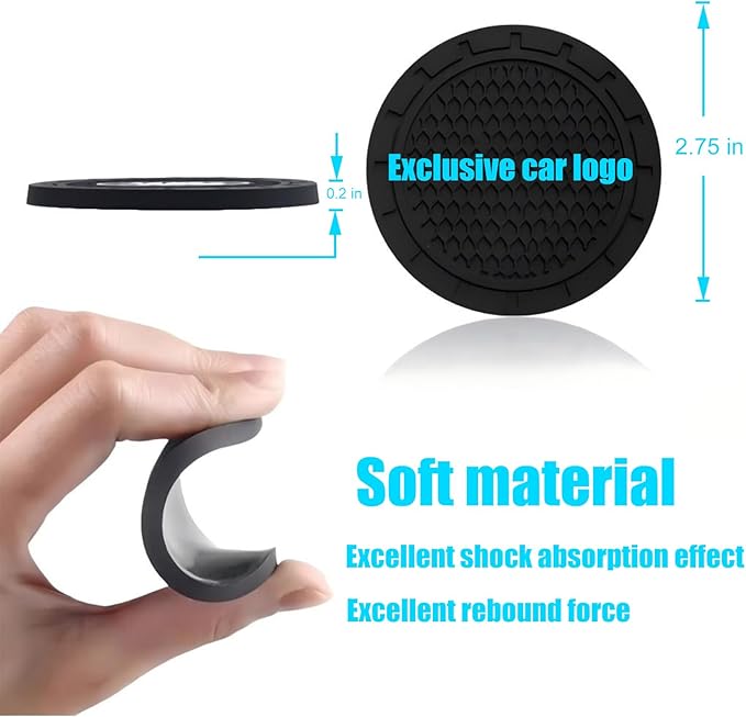 Car Cup Holder Coasters Compatible with Mazda Series Interior Accessories,Recessed Silicone Anti Slip Cup Holder Coaster Interior Accessories 2.75in 2Pack (Black)