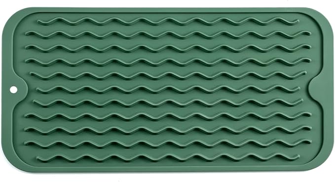MicoYang Silicone Dish Drying Mat for Multiple Usage,Easy clean,Eco-friendly,Heat-resistant Silicone Mat for Kitchen Counter or Sink,Refrigerator or Drawer Liner Green S 12 inches x 6 inches