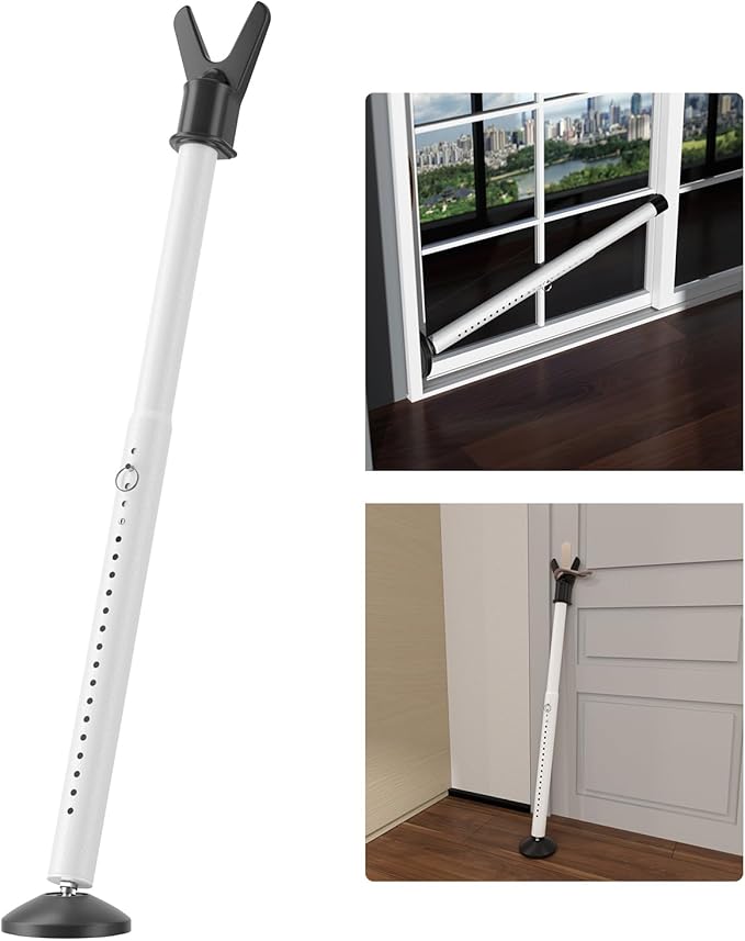 Door Security Bar - Heavy Duty Door Jammer Security Bar - Adjustable Sliding Door Security Bars - Doors Stoppers Security for Patio, Window, Front Door Apartment, Home, Hotel Room