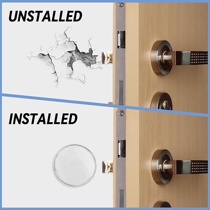 JULBEAR Clear Door Stoppers for Wall, 12PCS Wall Protectors from Door Knobs with Strong Back Adhesive, Quiet, Shock, Absorbent Silicone, Door Knob Wall Protector Door Handle Bumpers (Round 2 inch)
