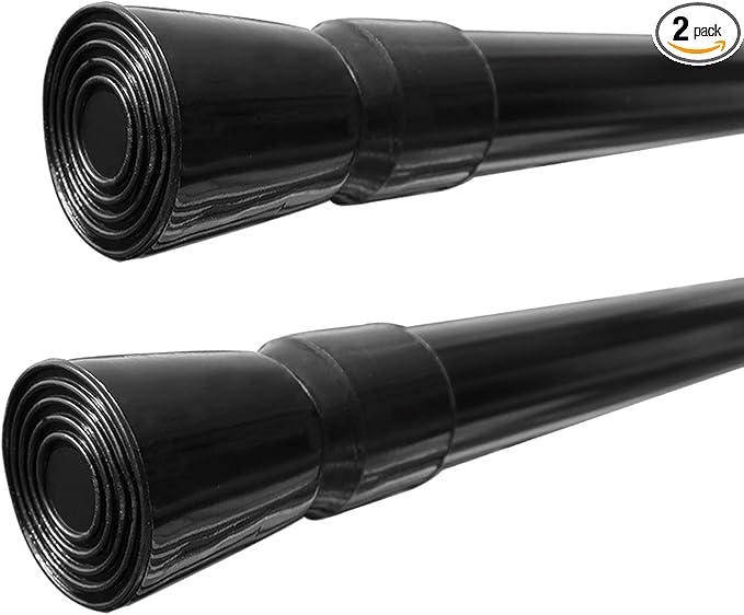Shower Curtain Rods Tension Spring Adjustable Rod 41-77 Inches, Black