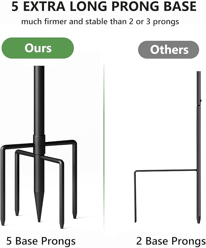 Pvifvi Shepherds Hooks for Outdoor Heavy Duty, 108 Inch Adjustable Bird Feeder Pole with 5 Prong Base, Hummingbird Feeder Stand and Plant Hanger for Garden, Lanterns & Wind Chimes