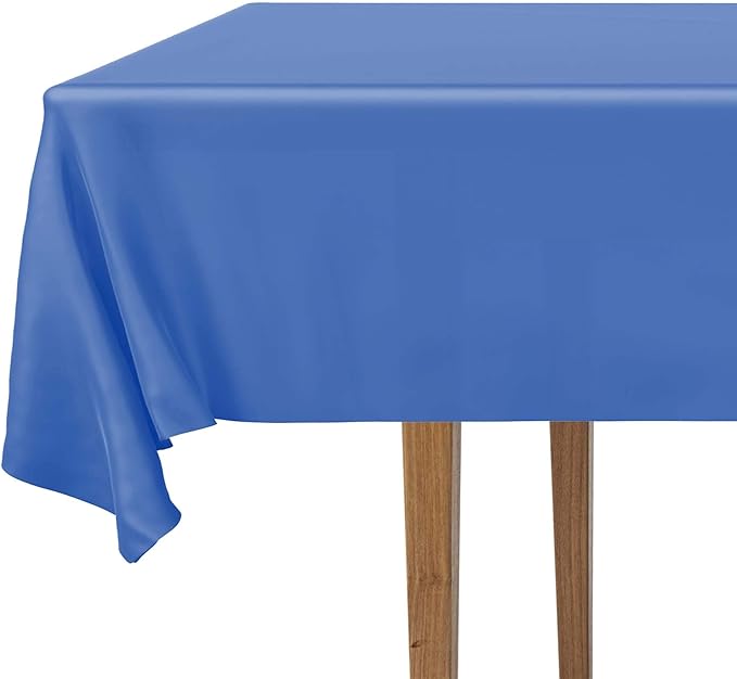 DecorRack 6 Rectangular Tablecloths BPA-Free Plastic, 54 x 108 inch, Dining Table Cloth, Rectangle Table Cover for Parties, Picnic, Camping and Outdoor, Disposable or Reusable, Royal Blue (6 Pack)