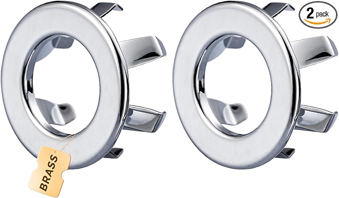 ARCORA Sink Overflow Ring Chrome: 2 Pack Solid Brass Bathroom Vessel Sink Overflow Cover Basin Trim Ring Hole Insert Caps