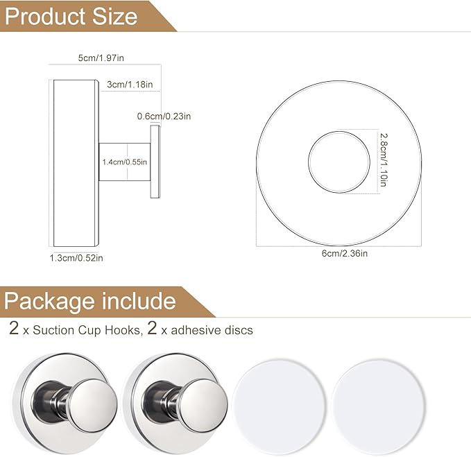 ZESLMG Chrome Suction Cup Hooks for Glass Window, Shower Hook for Inside Shower, Removable Towel Hooks for Bathroom Kitchen Wall Glass Door, Wreaths Loofah Suction Hook for Hanging, 2 Pack
