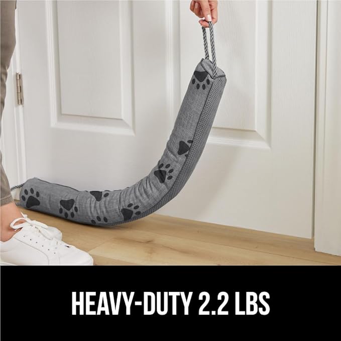 GORILLA GRIP Door Draft Stopper for Bottom of Doors, Sweep Weather Stripping Seal Noise, Cold Air Blocker, Soundproofing, Warmth Sealer, Easy Install Gap Filler, Home Essentials, 34 Inch, Paw Prints