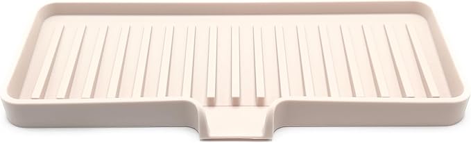 Happitasa Silicone Soap Dish Tray and Sponge Holder with Drain Chute | Bathroom and Kitchen Sink Organizer Caddy (Sand Dollar, 9"x3.5", 5.6 Ounces)