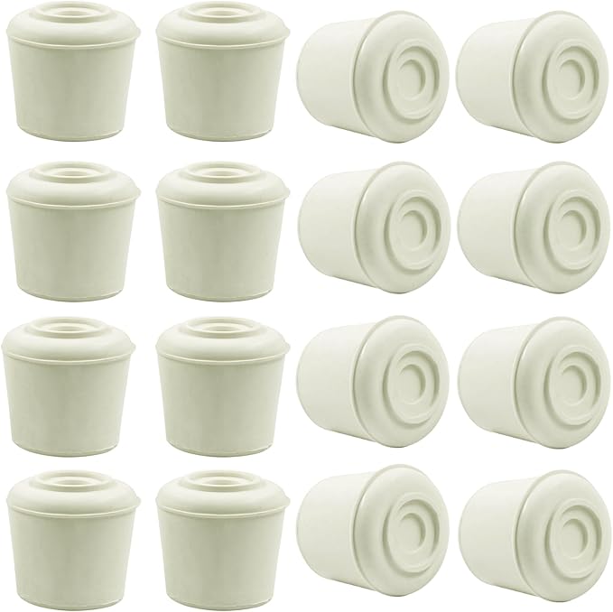 16pcs 7/8 Inch Round Chair Leg Tips Caps, Non-Slip Rubber Chair Leg Floor Protectors, White Furniture Leg Caps Fit for 0.82"-0.87" (21-22mm) Diameter Round Feet