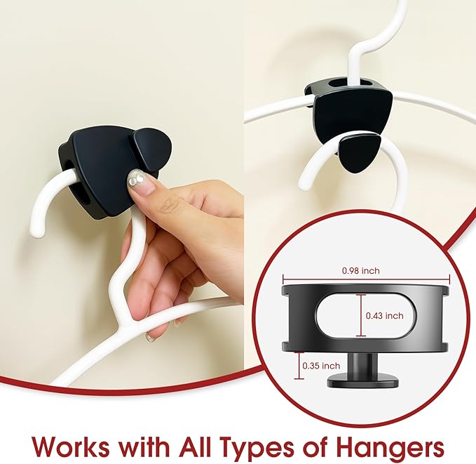 Space Saving Hanger Hooks 30Pcs, Upgrade Heavy Duty Space Saver Hangers Connector Hooks for Clothes, Premium Hanging Closet Organizer for Dorm, Garment Hanging Hooks, Black