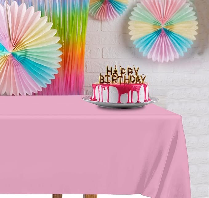 DecorRack 2 Rectangular Tablecloths BPA-Free Plastic, 54 x 108 inch, Dining Table Cloth, Rectangle Table Cover for Parties, Picnic, Camping and Outdoor, Disposable or Reusable, Light Pink (2 Pack)