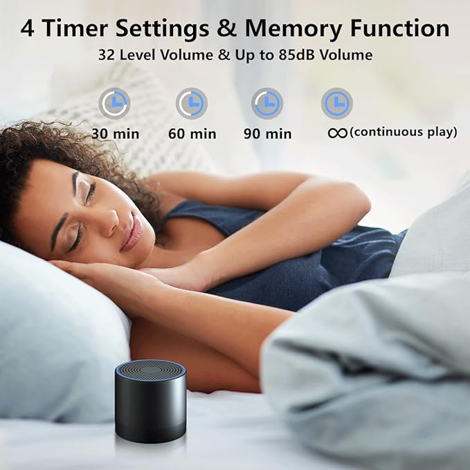 Portable Mini White Noise Machine Sound Machine with 30 Soothing Sounds for Newborn Kids Adults Rechargeable Sleep Brown Noise Machine with 4 Timers Memory Function for Travel Camping Home and Office