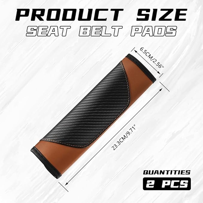 2PCS Car Seat Belt Cover Pad, Soft Carbon Fiber Leather Seatbelt Shoulder Protector for a More Comfortable Driving, Universal Safety Belt Strap Cover to Protect Your Neck (Coffee)