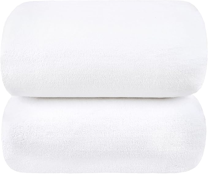 JML Microfiber Bath Towels, Oversized Bathroom Towel 2 Pack 40" x 80", Super Absorbent and Fast Drying, Soft Large Microfiber Bath Sheet for Beach, Sport, Fitness, Yoga, White