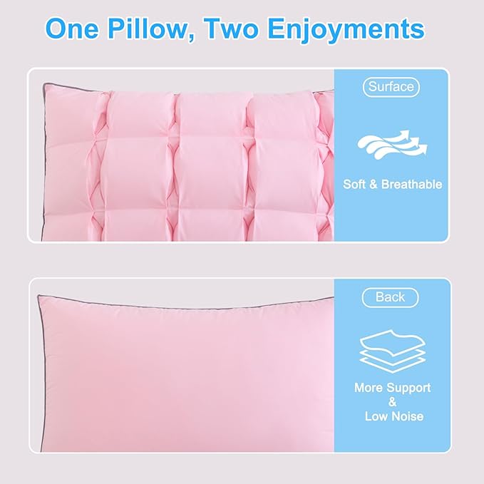 YOUR MOON Soft Pillow Standard for Sleeping, Super Soft Support Down Alternative Pillow, 100% Cotton Shell Luxury Comfy Fluffy Bed Pillows for Sleep(Pink)