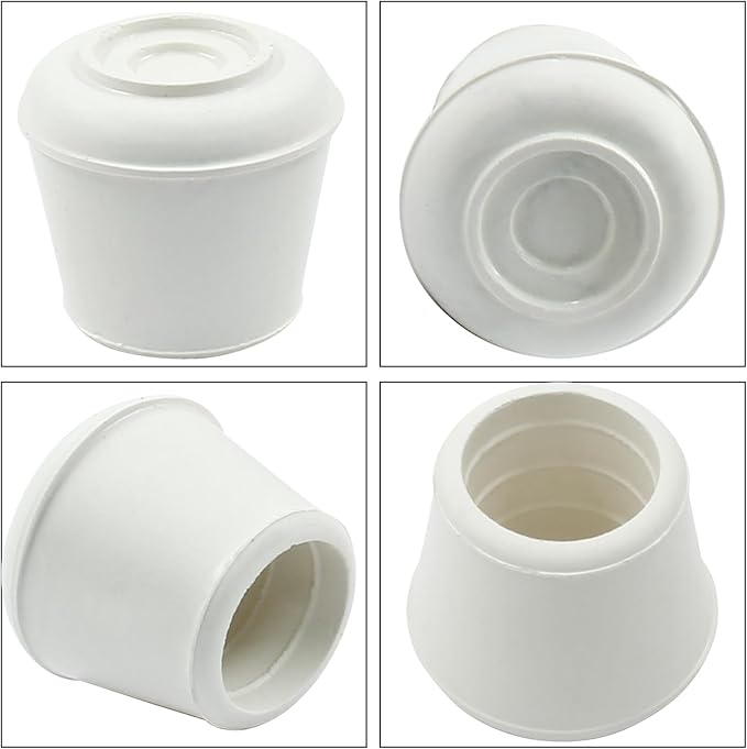 16Pcs 3/4 Inch (19mm) Chair Leg Tips Caps, Round Rubber Non-Slip Folding Chair Leg End Caps White Furniture Table Feet Caps Floor Protector Cover for Hardwood Floors