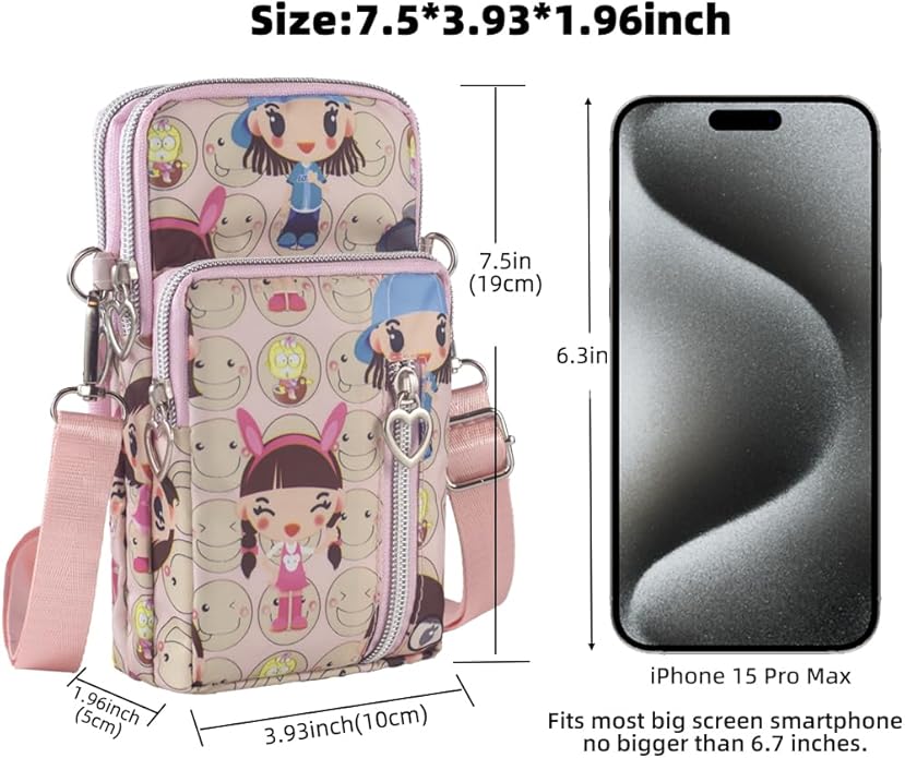 JANKS Small Crossbody Bag for Women - Mini Phone Purses with Crossbody Strap and Wallet - Nylon Arm Bag