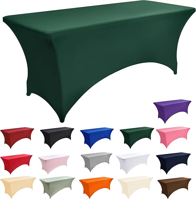 ZarzaaSik 2-Pack 4ft Spandex Table Covers for Rectangular Folding Tables - Wrinkle Resistant Stretch Tight Table Cloths - Ultimate Fitted Table Protector for Parties, Banquet, and Wedding