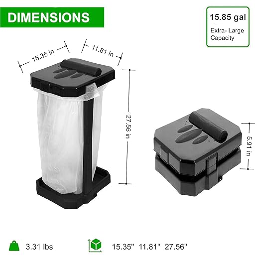 HolaKit Collapsible Trash Bag Holder with Reinforced Legs and Bonus Inner Storage Compartment, Portable Trash Can, Outdoor Waste Bin with 20 Bags Included for Camping, RV, Picnic, and Home Use