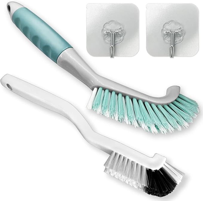 2Pcs Cleaning Brushes, Multi-Purpose Right Angle Brush for Scrubbing Kitchen, Coffeeroom, Tearoom Deep Cleaning of Edge, Corner, Crevices, Grout, Scrubbing Bottles, Cups, Jars, Cans for Household Use.