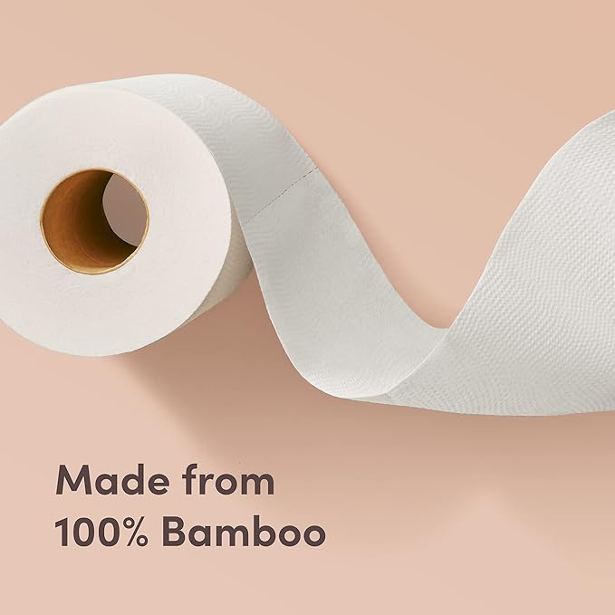 Amazon Aware 3-ply Bamboo Toilet Paper, Unscented, 12 Rolls, 350 Sheets per roll, Total 4200 Sheets, Plastic-Free