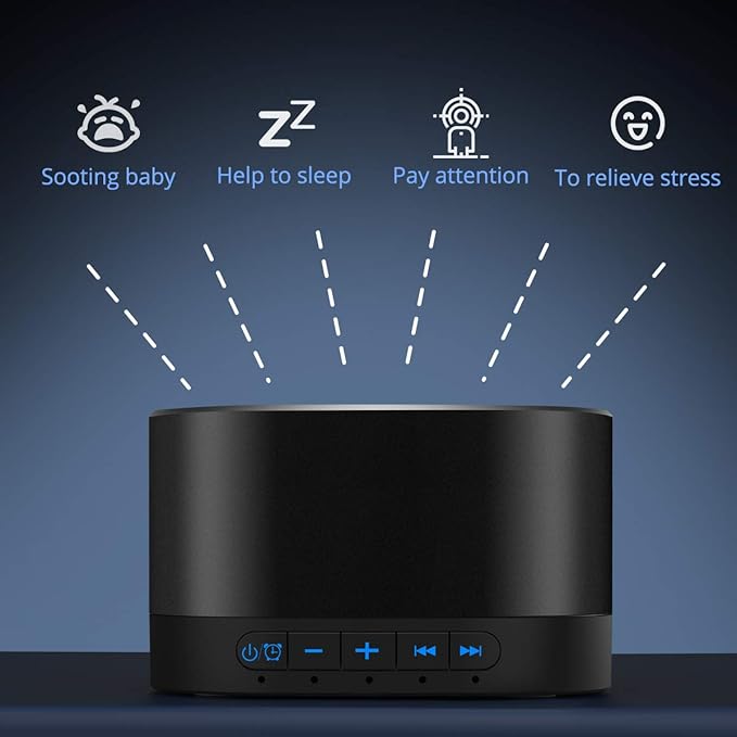 Magicteam Sound White Noise Machine with 20 Non Looping Natural Soothing Sounds and Memory Function 32 Levels of Volume Powered by AC or USB and Sleep Sound Timer Therapy for Baby Kids Adults