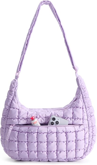 BAGSMART Quilted Crossbody Bag for Women, Lightweight Puffer Purse for Travel, Daily Use & Work | Water-resistant, Puffy Shoulder Bag, w/ Adjustable Strap, Light & Comfortable, Hands-free Bags, Travel Essentials