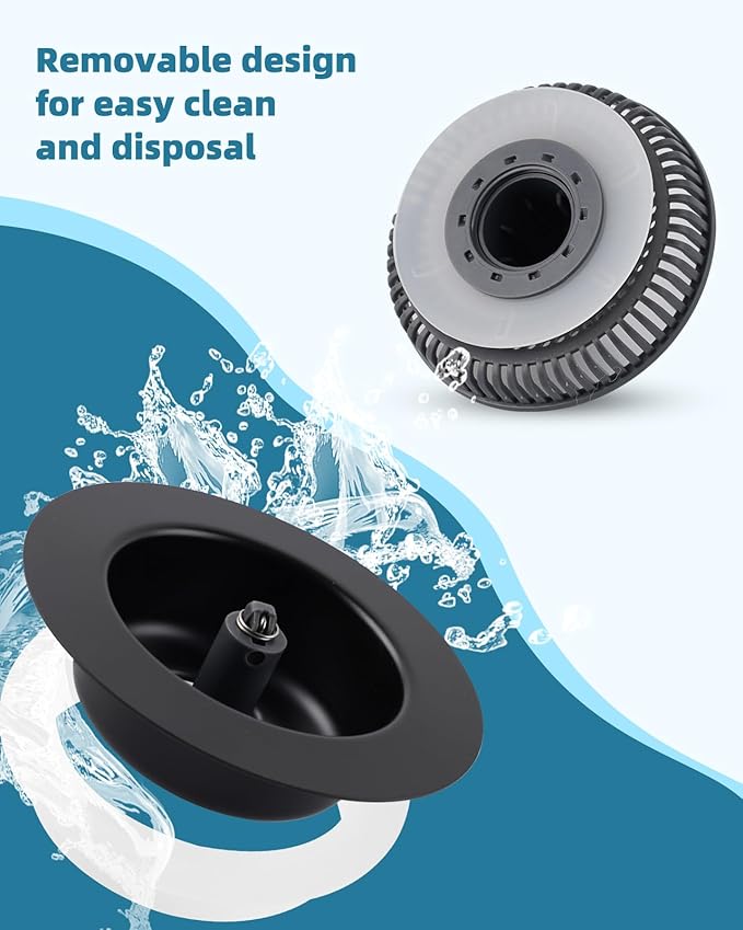 Universal 3 in 1 Kitchen Sink Drain Strainer Stopper Combo, Black Stainless Steel Shell Pop Up Sink Stopper for US Standard 3-1/2 inch Drain Filter, Anti-clog and Easy Clean, Matteblack